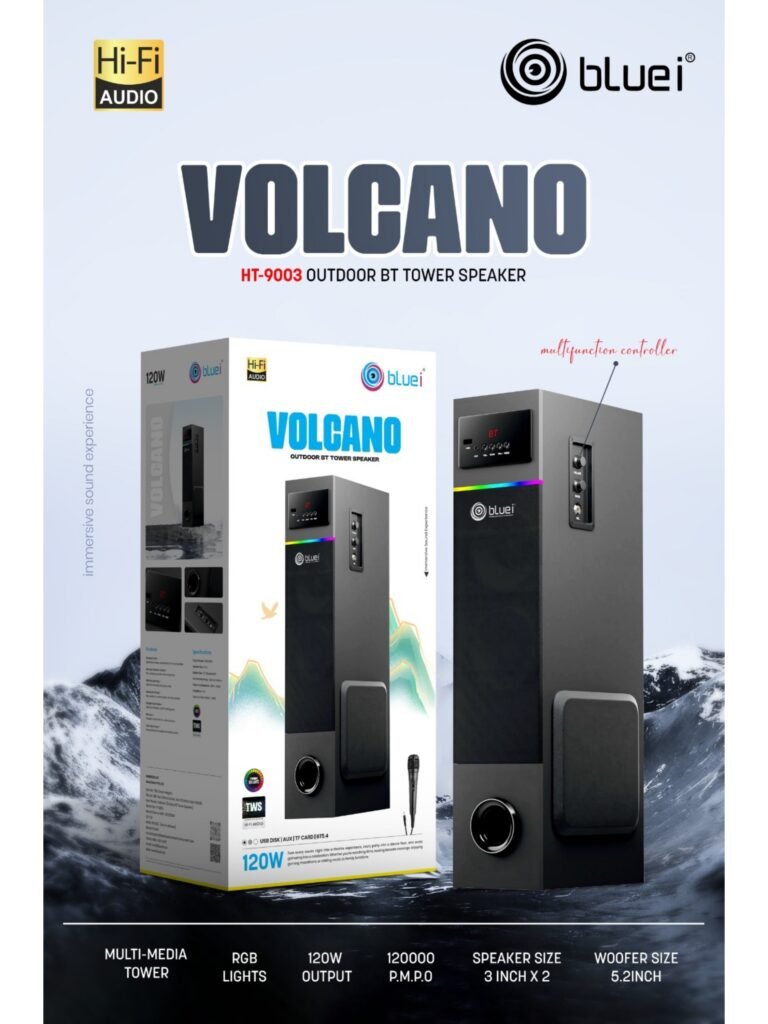 120W powerful base Party Speaker Blue I Volcano